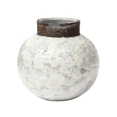 Aldo Londi Aldo Londi Bitossi Ball Vase Ceramic White Brown Signed
