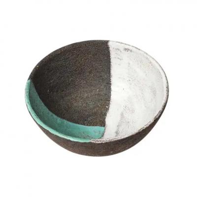 Aldo Londi Aldo Londi Bitossi Bowl Ceramic Green White Brown Signed