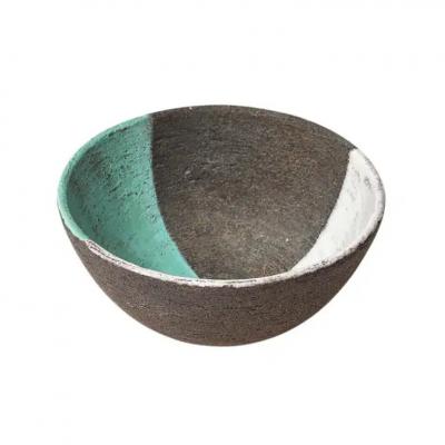 Aldo Londi Aldo Londi Bitossi Bowl Ceramic Green White Brown Signed