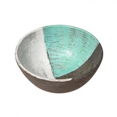 Aldo Londi Aldo Londi Bitossi Bowl Ceramic Green White Brown Signed
