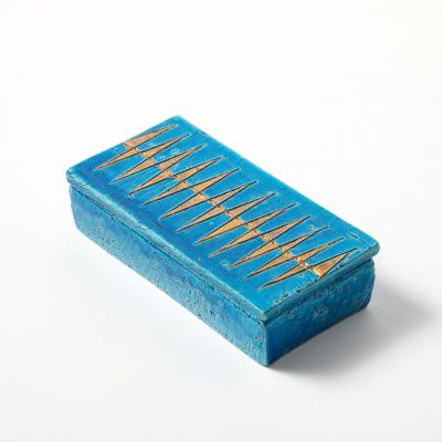 Aldo Londi Aldo Londi Bitossi Box Ceramic Blue Gold Geometric Signed
