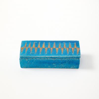 Aldo Londi Aldo Londi Bitossi Box Ceramic Blue Gold Geometric Signed
