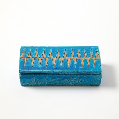Aldo Londi Aldo Londi Bitossi Box Ceramic Blue Gold Geometric Signed