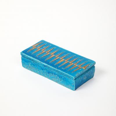 Aldo Londi Aldo Londi Bitossi Box Ceramic Blue Gold Geometric Signed
