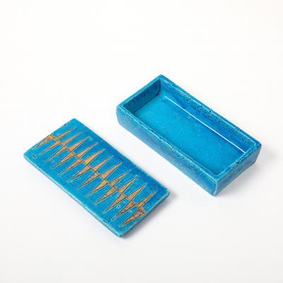 Aldo Londi Aldo Londi Bitossi Box Ceramic Blue Gold Geometric Signed