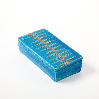 Aldo Londi Aldo Londi Bitossi Box Ceramic Blue Gold Geometric Signed