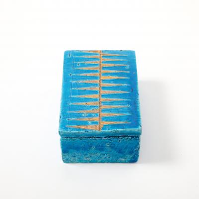 Aldo Londi Aldo Londi Bitossi Box Ceramic Blue Gold Geometric Signed