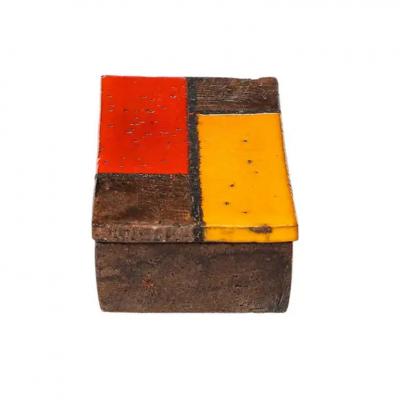 Aldo Londi Aldo Londi Bitossi Box Ceramic Mondrian Abstract Red Yellow Signed
