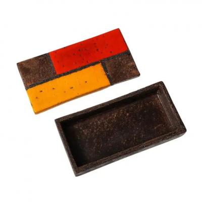 Aldo Londi Aldo Londi Bitossi Box Ceramic Mondrian Abstract Red Yellow Signed