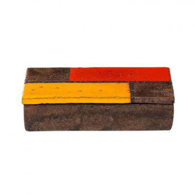 Aldo Londi Aldo Londi Bitossi Box Ceramic Mondrian Abstract Red Yellow Signed
