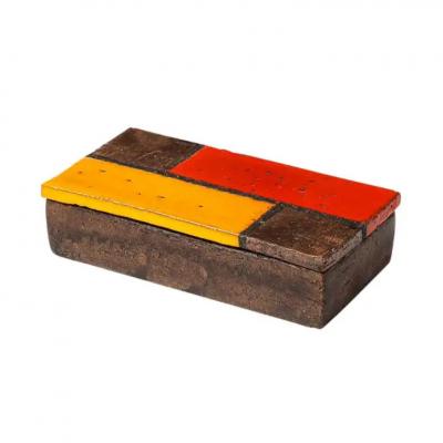 Aldo Londi Aldo Londi Bitossi Box Ceramic Mondrian Abstract Red Yellow Signed