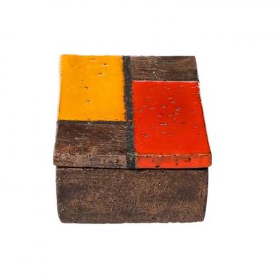 Aldo Londi Aldo Londi Bitossi Box Ceramic Mondrian Abstract Red Yellow Signed