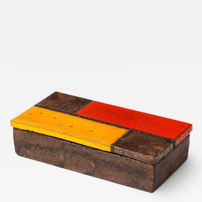 Aldo Londi Aldo Londi Bitossi Box Ceramic Mondrian Abstract Red Yellow Signed