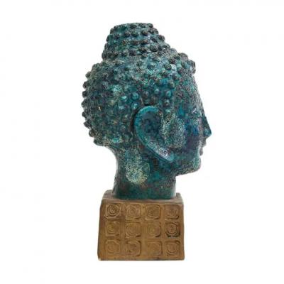 Aldo Londi Aldo Londi Bitossi Buddha Bust Ceramic Blue Gold Rosenthal Netter Signed