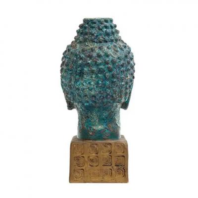 Aldo Londi Aldo Londi Bitossi Buddha Bust Ceramic Blue Gold Rosenthal Netter Signed