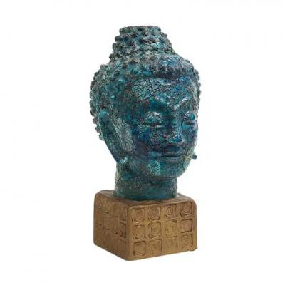 Aldo Londi Aldo Londi Bitossi Buddha Bust Ceramic Blue Gold Rosenthal Netter Signed