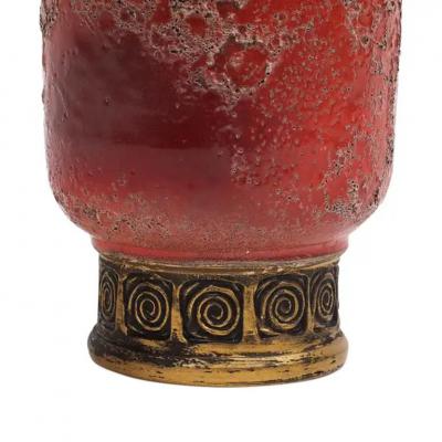 Aldo Londi Aldo Londi Bitossi Cinese Vase Ceramic Orange Red Gold Signed