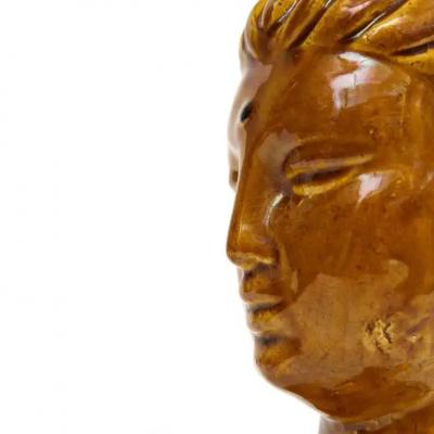 Aldo Londi Aldo Londi Bitossi Kwan Yin Buddha Ceramic Caramel Brown Paisley