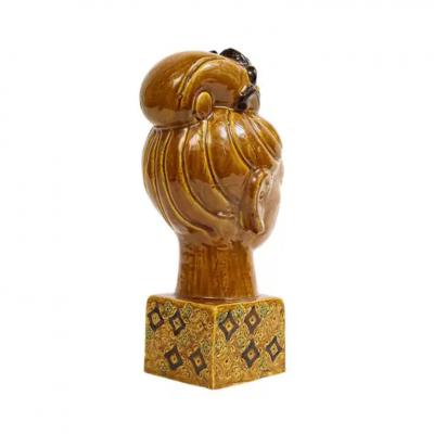 Aldo Londi Aldo Londi Bitossi Kwan Yin Buddha Ceramic Caramel Brown Paisley