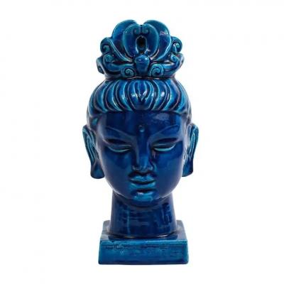 Aldo Londi Aldo Londi Bitossi Kwan Yin Ceramic Blue Buddha Bust