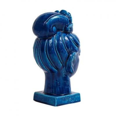 Aldo Londi Aldo Londi Bitossi Kwan Yin Ceramic Blue Buddha Bust