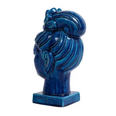 Aldo Londi Aldo Londi Bitossi Kwan Yin Ceramic Blue Buddha Bust