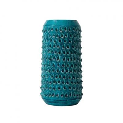 Aldo Londi Aldo Londi Bitossi Lacrima Vase Ceramic Blue Turquoise Textured Signed