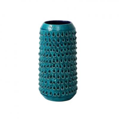 Aldo Londi Aldo Londi Bitossi Lacrima Vase Ceramic Blue Turquoise Textured Signed