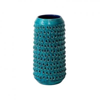 Aldo Londi Aldo Londi Bitossi Lacrima Vase Ceramic Blue Turquoise Textured Signed