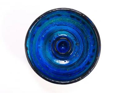 Aldo Londi Aldo Londi Bitossi Rimini Blue Glazed Midcentury Candle Holder Bowl 1950s