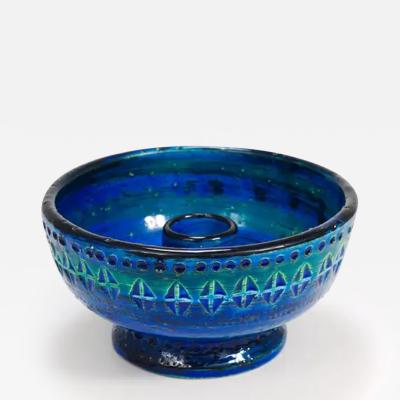 Aldo Londi Aldo Londi Bitossi Rimini Blue Glazed Midcentury Candle Holder Bowl 1950s