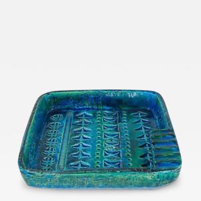 Aldo Londi Aldo Londi Bitossi Rimini Blue Glazed Square Midcentury Ashtray Italy 1950s