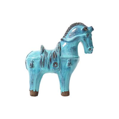 Aldo Londi Aldo Londi Bitossi Rosenthal Netter Horse Ceramic Cyan Blue Signed
