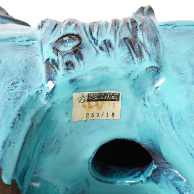 Aldo Londi Aldo Londi Bitossi Rosenthal Netter Horse Ceramic Cyan Blue Signed