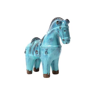 Aldo Londi Aldo Londi Bitossi Rosenthal Netter Horse Ceramic Cyan Blue Signed