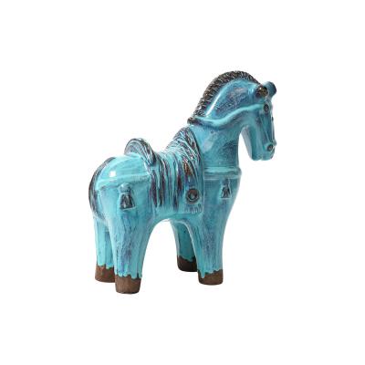 Aldo Londi Aldo Londi Bitossi Rosenthal Netter Horse Ceramic Cyan Blue Signed