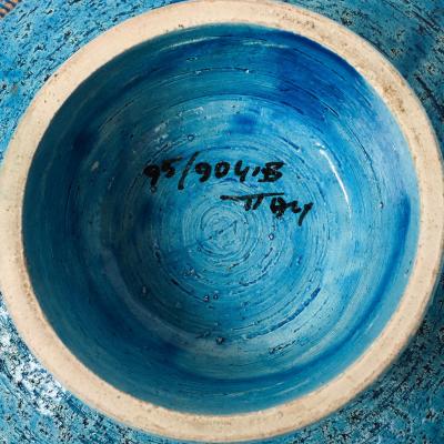 Aldo Londi Aldo Londi Bitossi Safety Pin Bowl Ceramic Blue Gold Signed