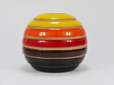 Aldo Londi Aldo Londi Bitossi Striped Mid Century Ceramic Ball Vase Italy 1960s