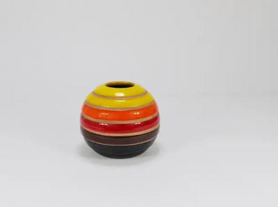 Aldo Londi Aldo Londi Bitossi Striped Mid Century Ceramic Ball Vase Italy 1960s
