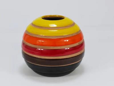 Aldo Londi Aldo Londi Bitossi Striped Mid Century Ceramic Ball Vase Italy 1960s