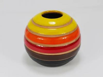 Aldo Londi Aldo Londi Bitossi Striped Mid Century Ceramic Ball Vase Italy 1960s