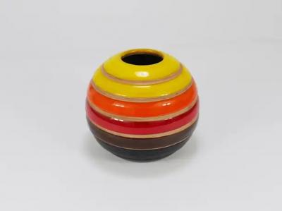 Aldo Londi Aldo Londi Bitossi Striped Mid Century Ceramic Ball Vase Italy 1960s