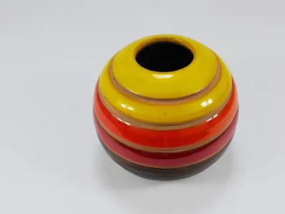Aldo Londi Aldo Londi Bitossi Striped Mid Century Ceramic Ball Vase Italy 1960s