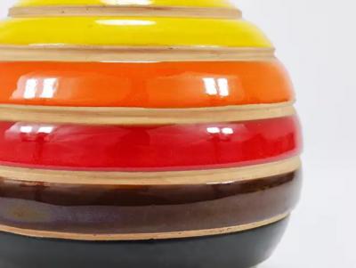Aldo Londi Aldo Londi Bitossi Striped Mid Century Ceramic Ball Vase Italy 1960s