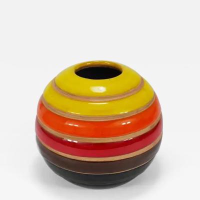 Aldo Londi Aldo Londi Bitossi Striped Mid Century Ceramic Ball Vase Italy 1960s