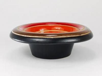Aldo Londi Aldo Londi Bitossi Striped Mid Century Ceramic Centerpiece Bowl Italy 1960s