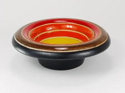 Aldo Londi Aldo Londi Bitossi Striped Mid Century Ceramic Centerpiece Bowl Italy 1960s