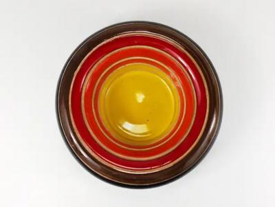 Aldo Londi Aldo Londi Bitossi Striped Mid Century Ceramic Centerpiece Bowl Italy 1960s
