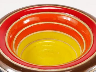 Aldo Londi Aldo Londi Bitossi Striped Mid Century Ceramic Centerpiece Bowl Italy 1960s