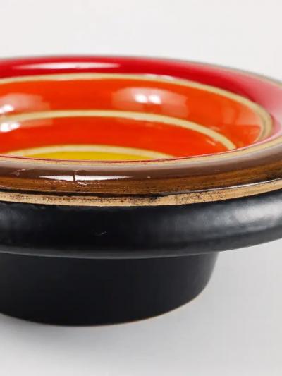 Aldo Londi Aldo Londi Bitossi Striped Mid Century Ceramic Centerpiece Bowl Italy 1960s